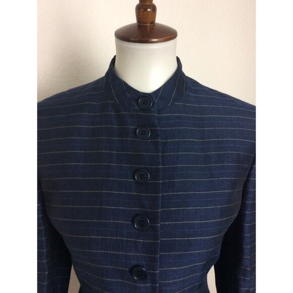 Emporio Armani Vintage Jacket Blazer Single Breast Striped Linen Blend - Picture 2 of 5